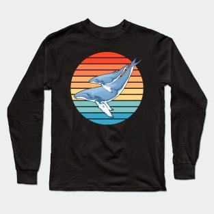 Humpback Whales Retro Sunset Long Sleeve T-Shirt